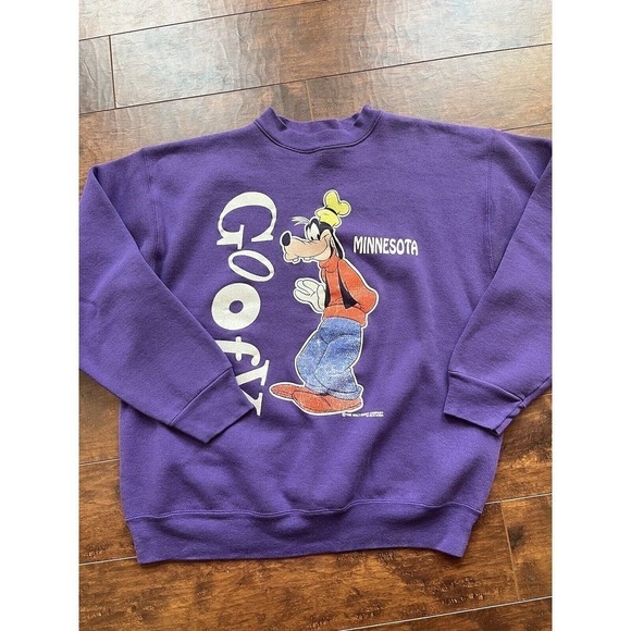 Vintage Purple Goofy Minnesota Pullover Crew Neck Y2K 90s Size Large - Picture 1 of 7